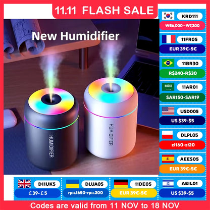 180ML USB Electric Aroma Diffuser and Humidifier with Essential Oil Purification and Ambient Lighting for Home, Car, and Bedroom