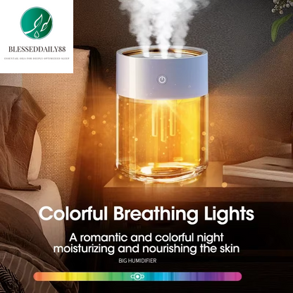 2L Ultrasonic Humidifier & Essential Oil Diffuser with 3 Nozzles and LED Light - Powerful Fog Air Purifier