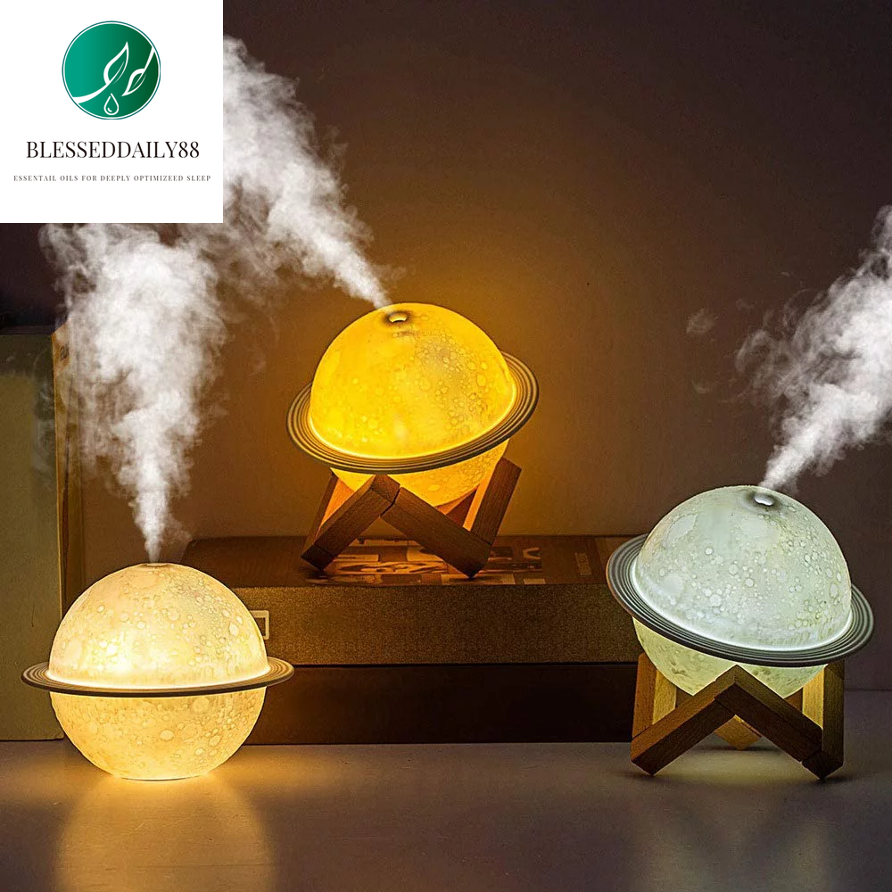 Moon Lamp Humidifier, 2 in 1 Moon Night Light & Humidifiers with USB Recharge, 3 Colors 3D LED Moon Light with Stand, Kids Friend Lover Birthday Gift Bedroom Home Decor 330Ml