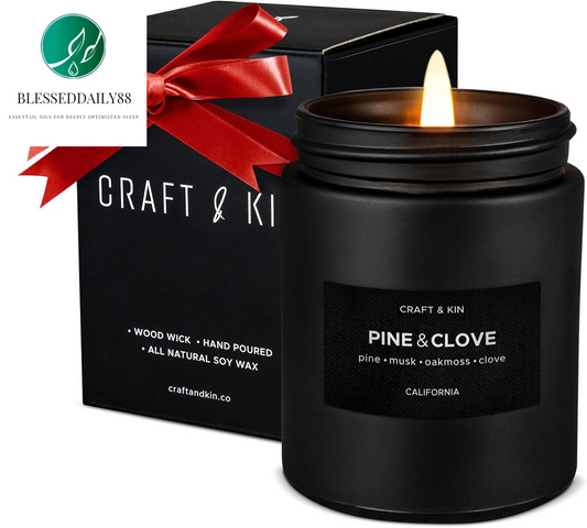 Premium Pine & Clove Candle - Long-Lasting Holiday Aroma | 45 Hour Burn Time | Perfect for Home & Aromatherapy | Masculine Scented Christmas Candle - 7.6Oz