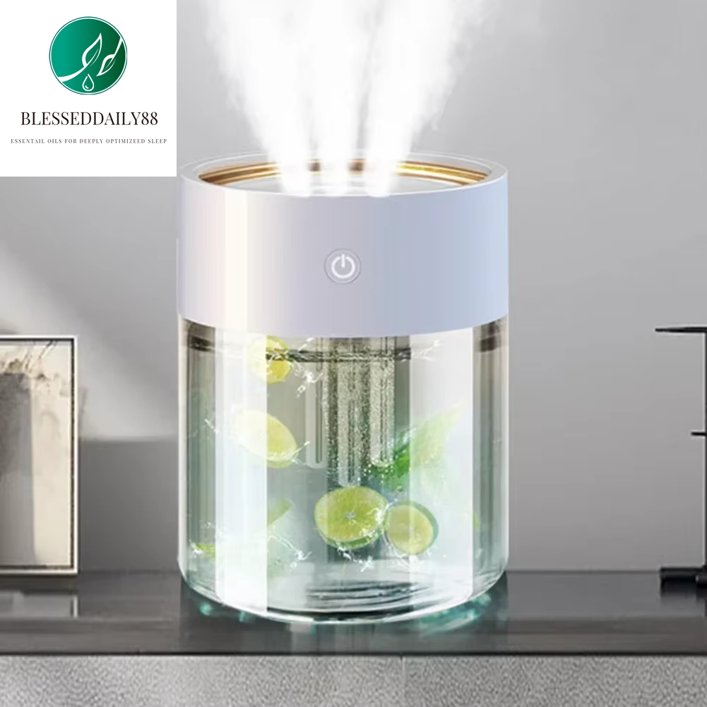 2L Ultrasonic Humidifier & Essential Oil Diffuser with 3 Nozzles and LED Light - Powerful Fog Air Purifier