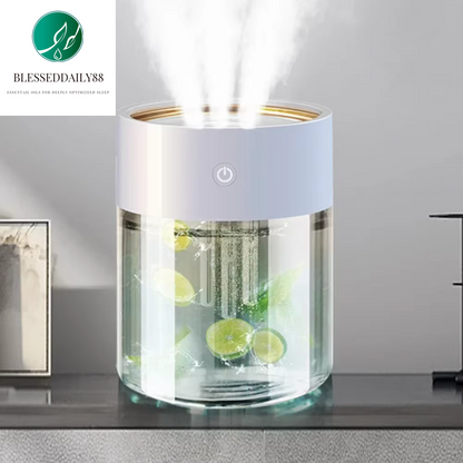 2L Ultrasonic Humidifier & Essential Oil Diffuser with 3 Nozzles and LED Light - Powerful Fog Air Purifier